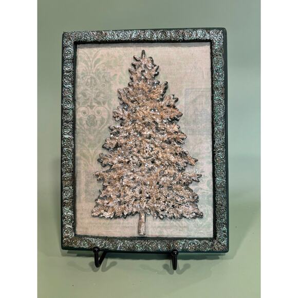 Price Reduction --Handcrafted Golden Resin Christmas Tree Assemblage OOAK - Picture 2 of 6